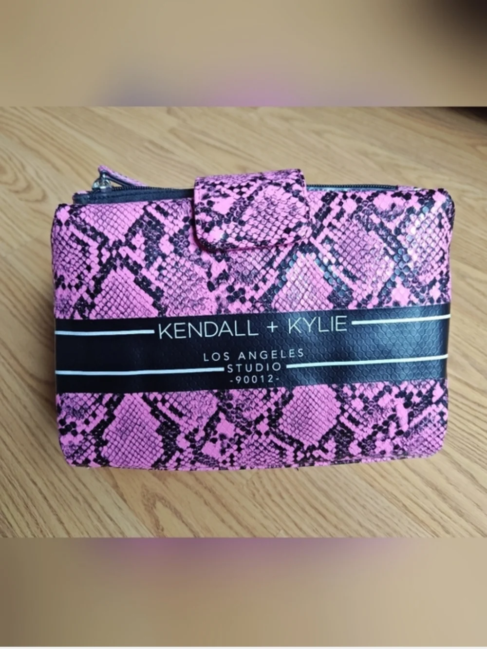 KENDALL + KYLIE Pink Snake Print Bath Hanging Toiletry Bag Makeup Organizer NWT